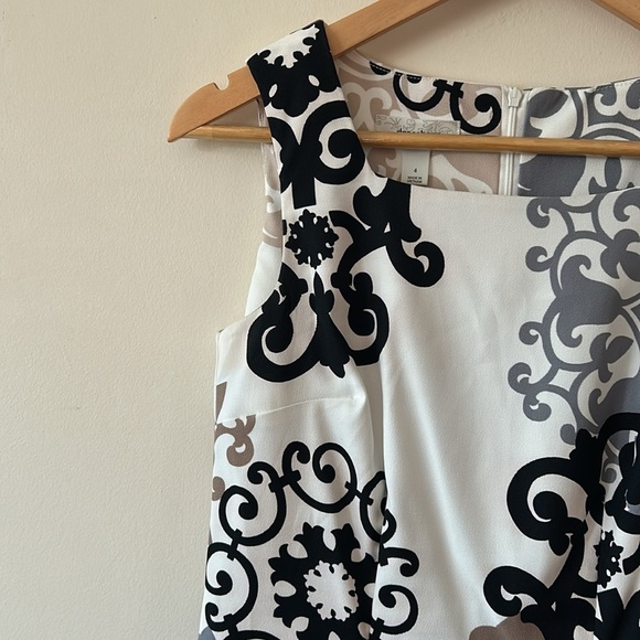 Dressbarn Size 4 “Timeless Dress” — Black & White Midi, Elegant Classic - Picture 8 of 9